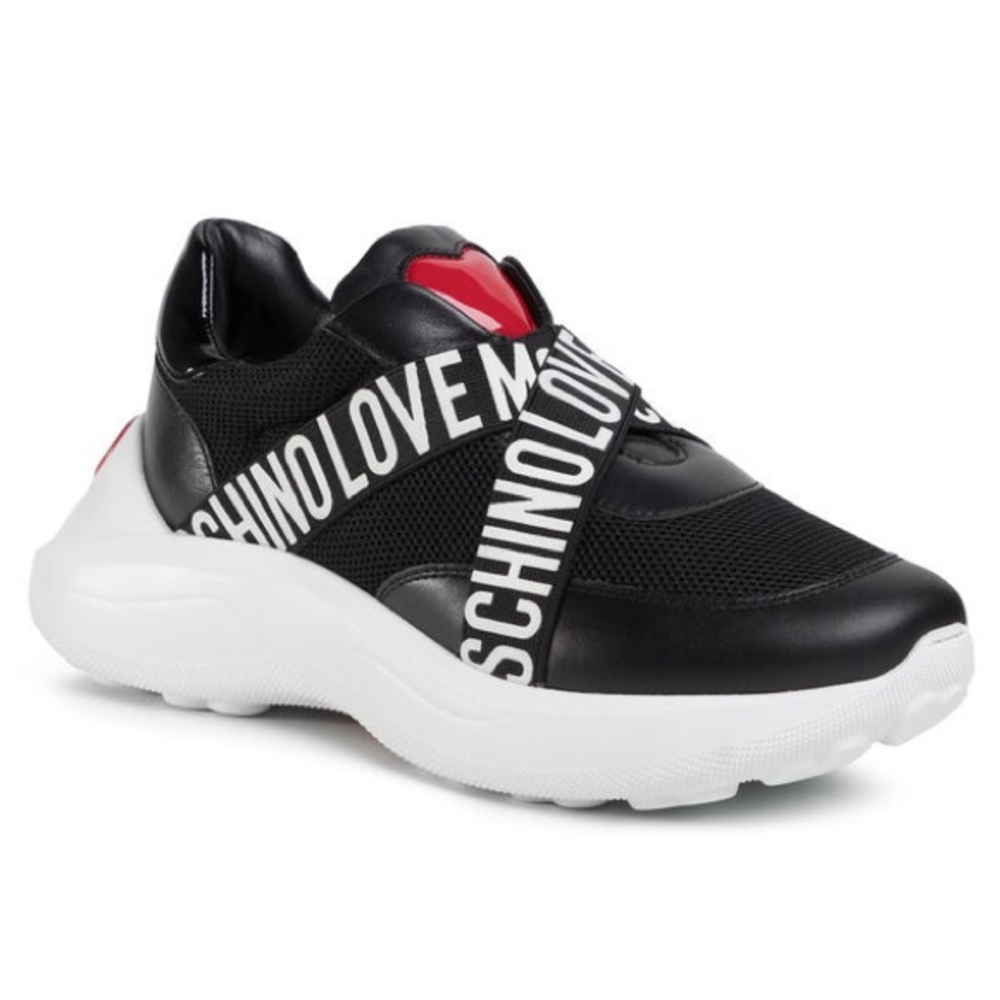 Love Moschino Black Sneakers with Red Heart